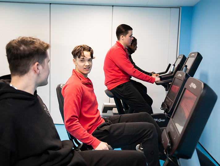 Students using the gym facilities